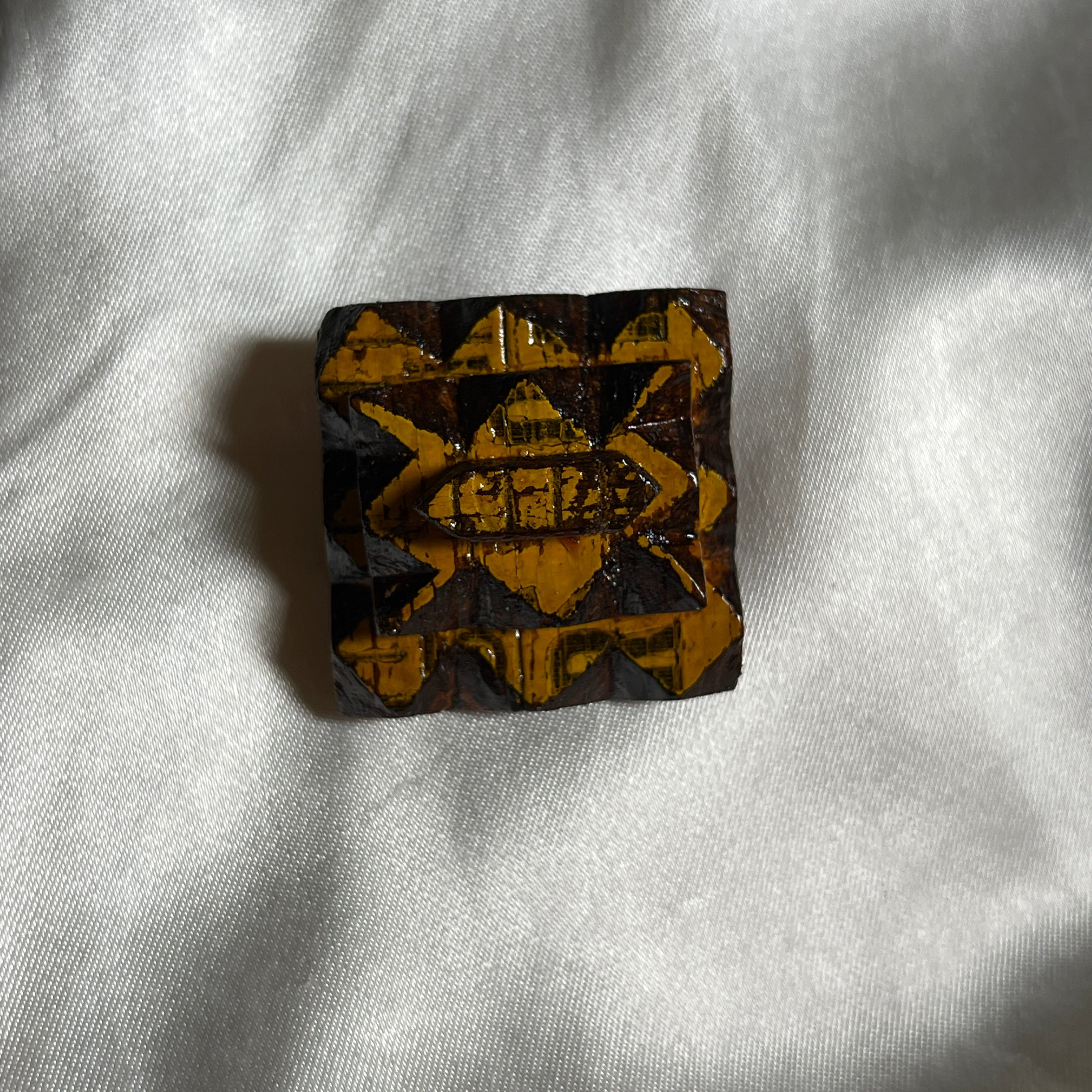 Yellow Square Tramp Brooch