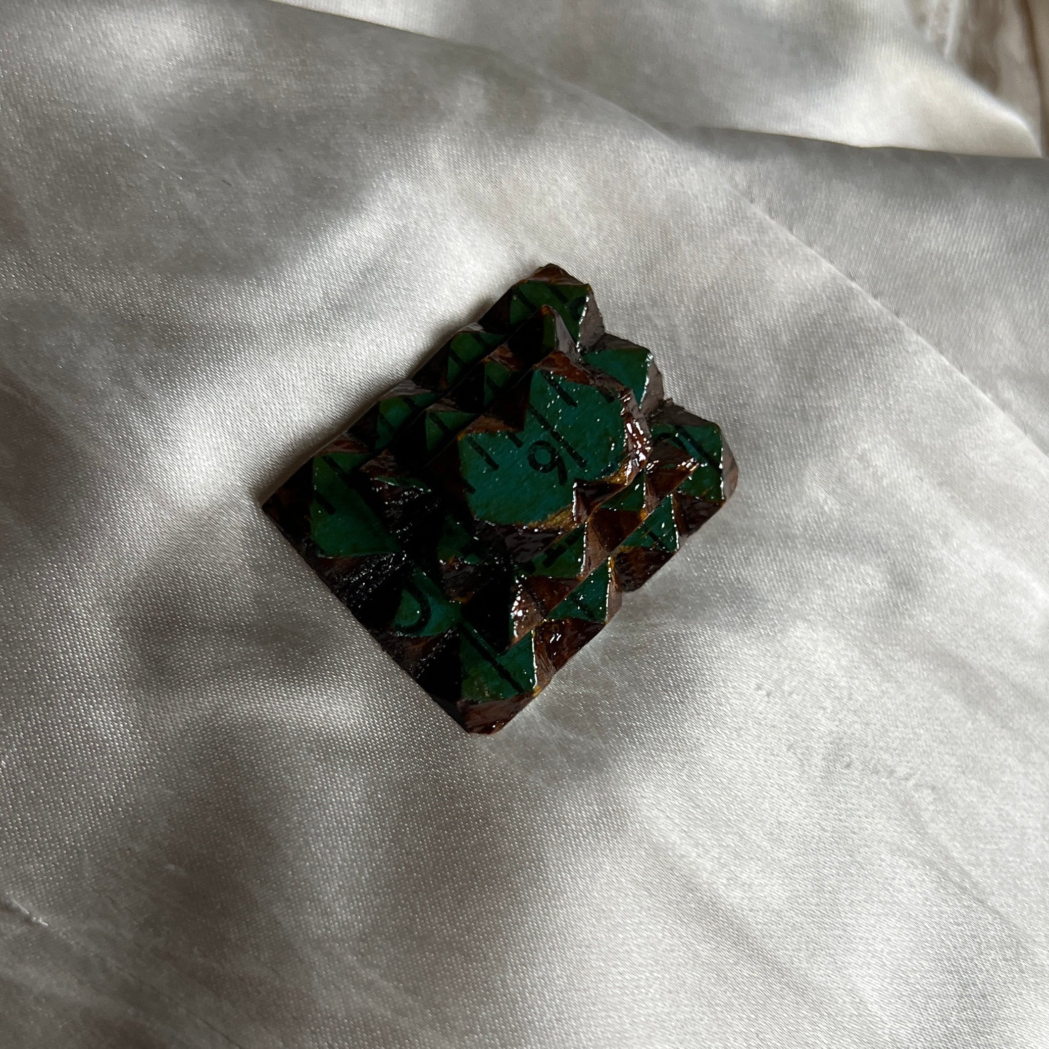 Green Rectangle Tramp Brooch